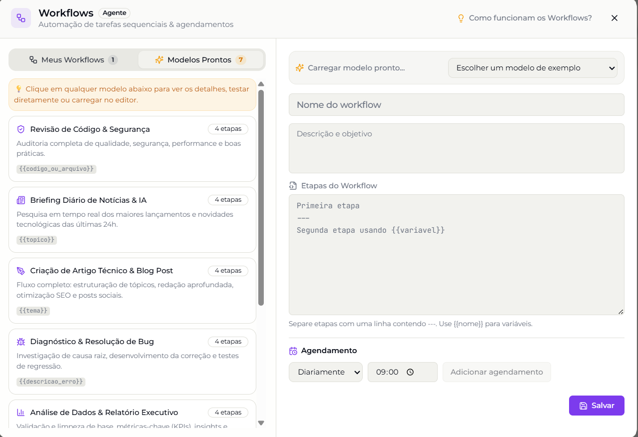 NeoChat Desktop — Editor de Workflows com modelos prontos e agendamento